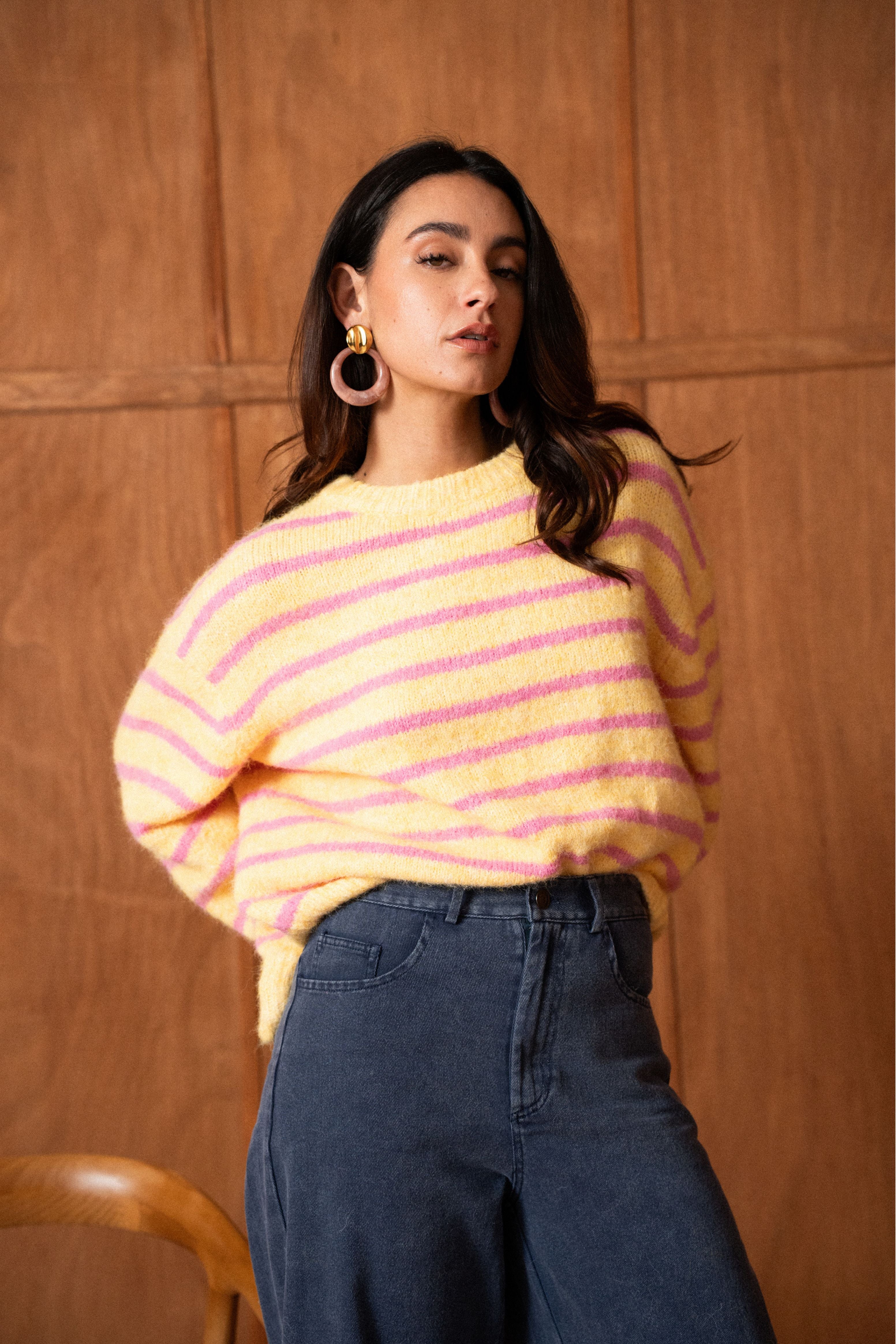 Pull Timéa - jaune & fuchsia